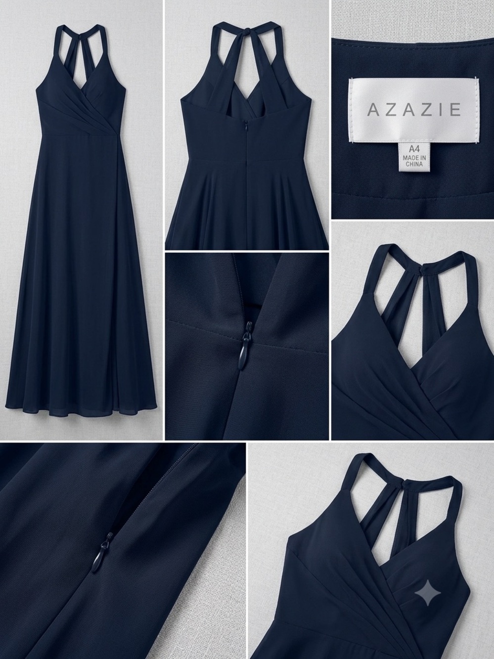 Azazie Navy Cross-Back Maxi Dress